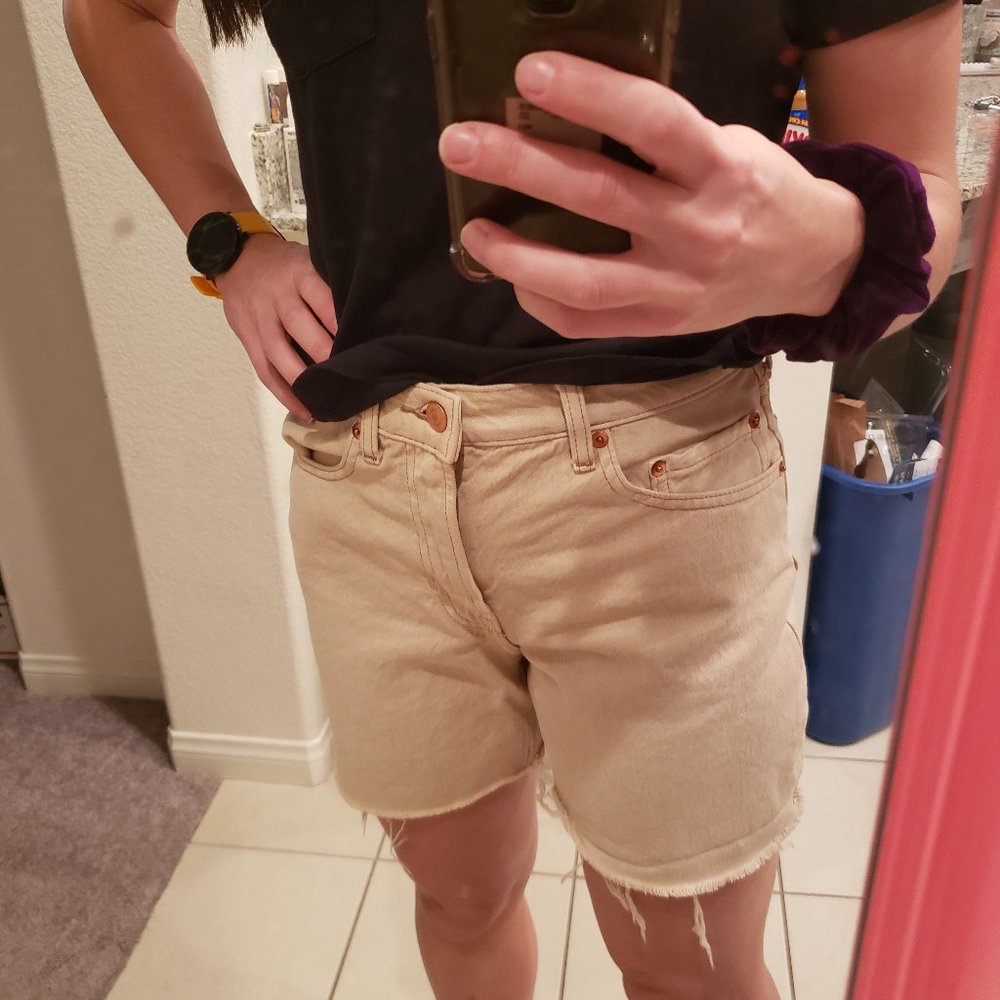 Everlane tan high waist jean short 100% cotton